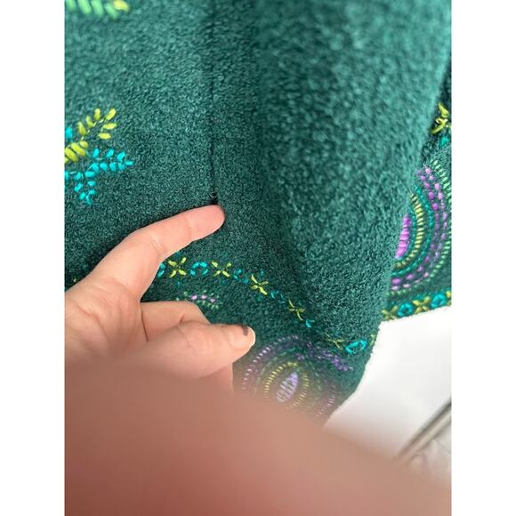 Linea by Louis Dell'Olio Jacket Medium Green Embroidered Boiled Wool Art to Wear - Picture 3 of 11